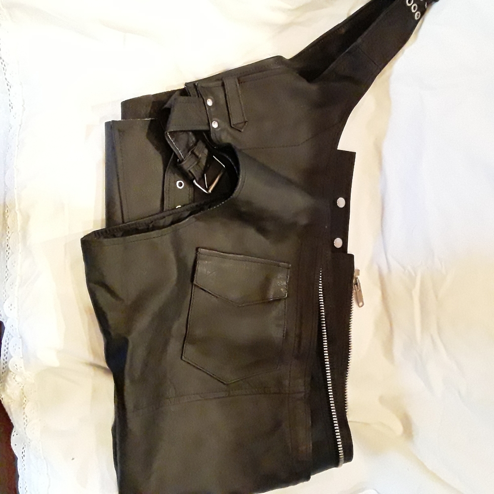Mens xl leather motorcycle chaps